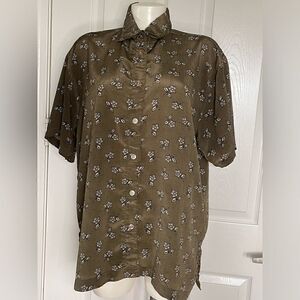 Vintage 24 karat floral button down short sleeve shirt size large